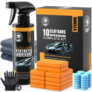 Stemni front packaging showing complete clay bar kit and included accessories for easy detailing