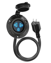 stio front panel receptacle showing sealed faceplate and easy access benefit