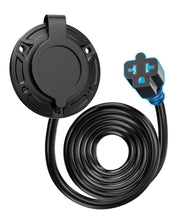 stio front panel inlet showing flush mount and weather cap, protects outdoor connections