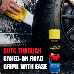 Stoner Car Care before and after panel comparison showing cleaner finish