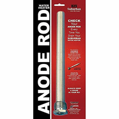 Suburban anode rod closeup showing aluminum jacket and stainless core benefits