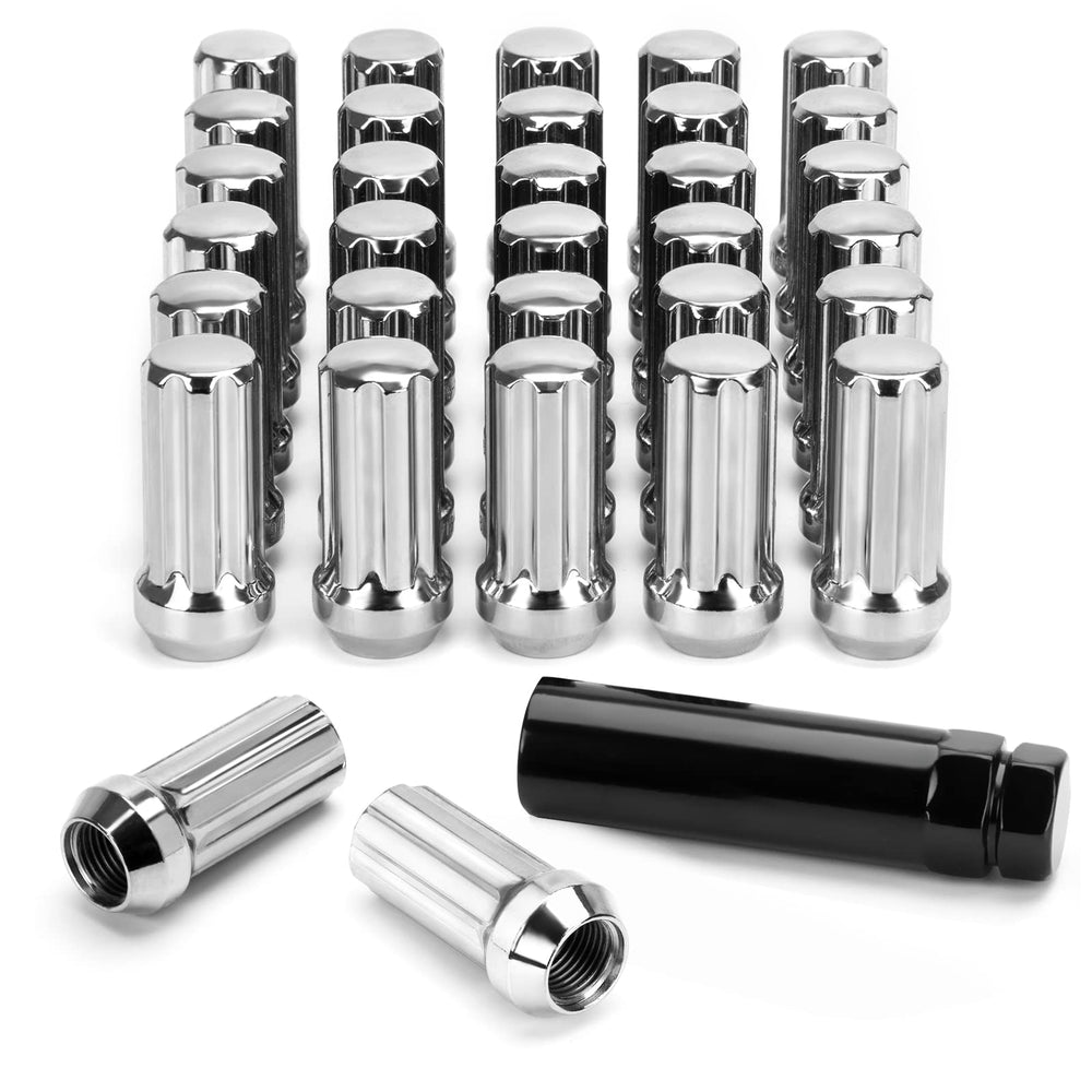 SUCOSO front packaging of 32 chrome lug nuts showing kit and chrome finish benefit