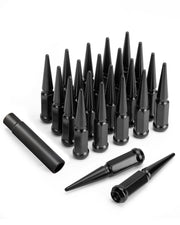 SUCOSO front view of 24-piece spike lug nut kit showing complete package and benefits