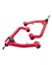 SUCOSO front view of red upper control arm showing robust design and fitment benefit