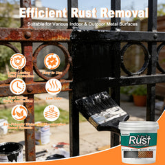 Side-by-side fence panel before and after Sucyajied showing restored corrosion protection