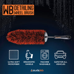 suds.lab microfiber bristles close-up lifting dirt and protecting wheel finish effectively
