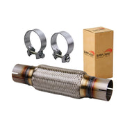 SUISFLXGRO front view of stainless exhaust flex pipe showing fit and finish