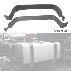 SUMECARGO straps installed under a vehicle supporting fuel tank for safe alignment