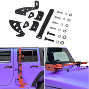 Sunluway bracket front view mounted on hood showing secure storage benefit