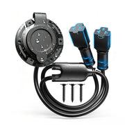 SunnyLith front view inlet plug showing dual AC ports and flush design for easy mounting