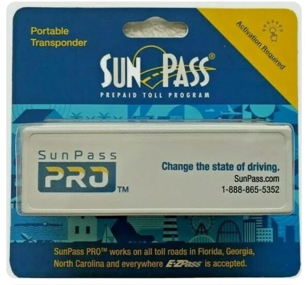 Sunpass Bluenin front view mounted on windshield for quick toll payments