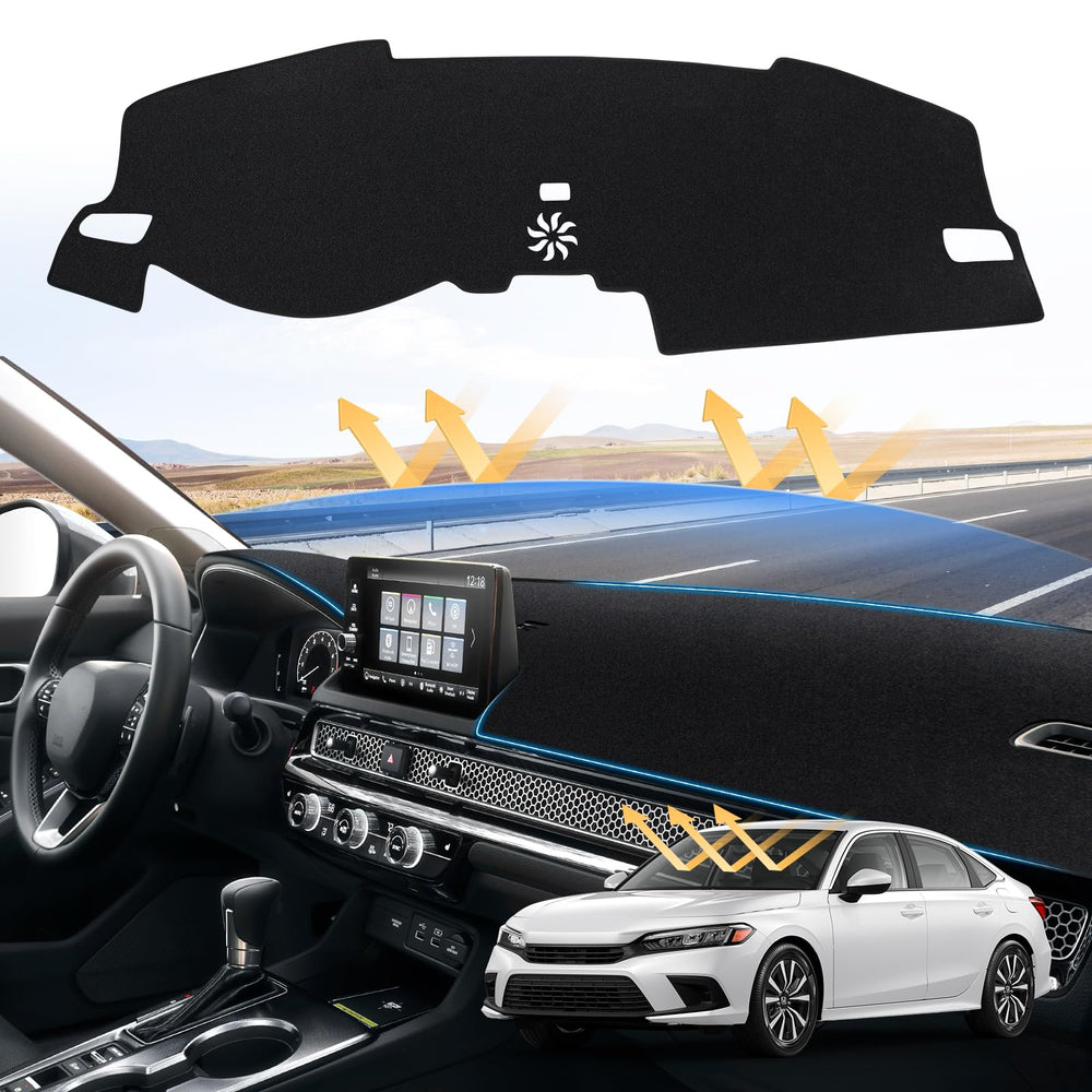 Sunsdrew front overview of dash cover showing full fitted protection and improved aesthetics