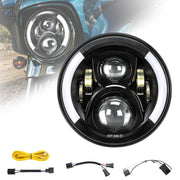 SUPAREE front view 7-inch headlight showing bright beams and improved visibility