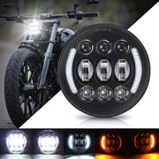 SUPAREE front view of 5.75 inch headlight showing clear lens and halo for modern look