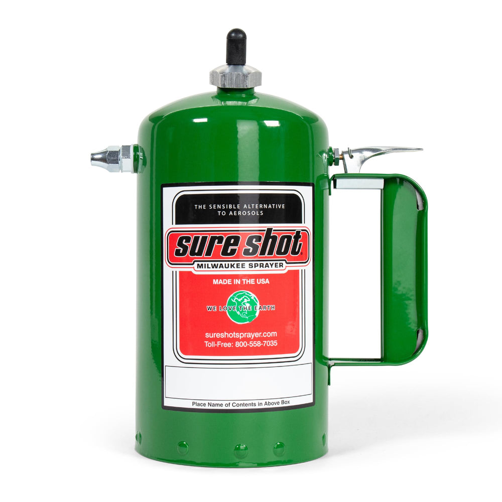 Sure Shot A1000G front view showing green canister and trigger for durable shop spraying
