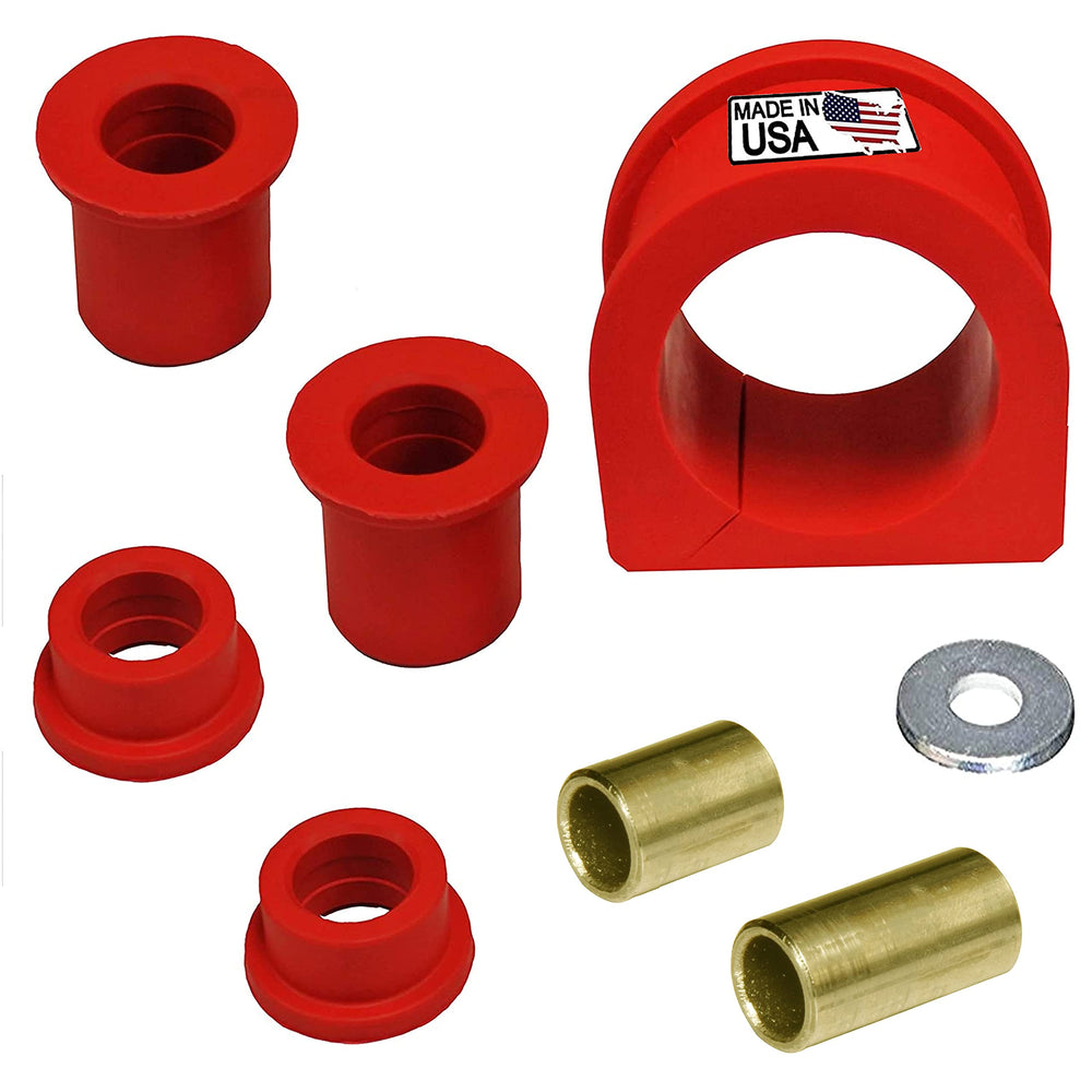 suspension dudes front packaging of steering rack bushing kit shows kit contents and fitment