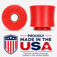 suspension dudes close-up of bushing showing USA-made quality and long wear life