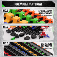 SWANLAKE color-coded rails for quick SAE versus metric identification