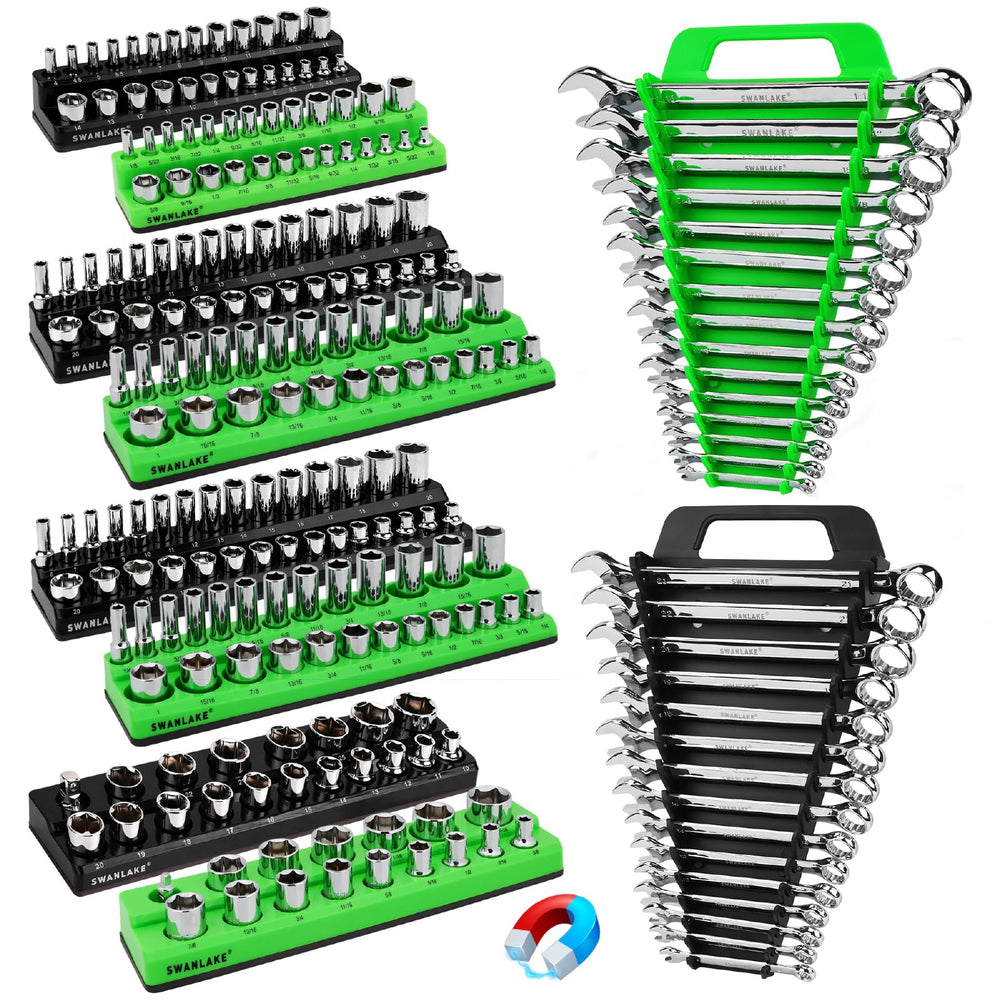 SWANLAKE GARDEN TOOLS front packaging showing full magnetic organizer kit and benefits