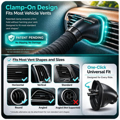 Swanoo hose fully extended to 10 feet delivering air to rear passengers