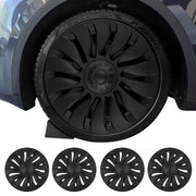 Sweetglow front view of matte black 19-inch hubcap showing clean styling and modern look