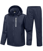 SWISSWELL front view of jacket and pants showing full coverage and waterproof protection