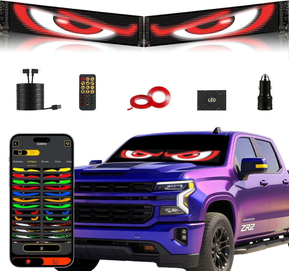 Swivelife Devil Eyes front view showing dual 23.4x4.7 panels and mounting benefit
