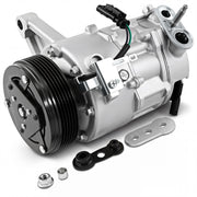 SYDASANT AC compressor front view showing mounting points and fit benefit