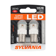 SYLVANIA 1157 ZEVO red bulb front view showing clear fit and bright color