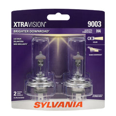 SYLVANIA 9003 front packaging showing product and two-bulb pack for easy replacement