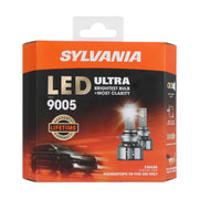 SYLVANIA 9005 LED front packaging showing bulb and benefits