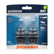 SYLVANIA 9007 SilverStar front view showing bulb shape and whiter light benefit