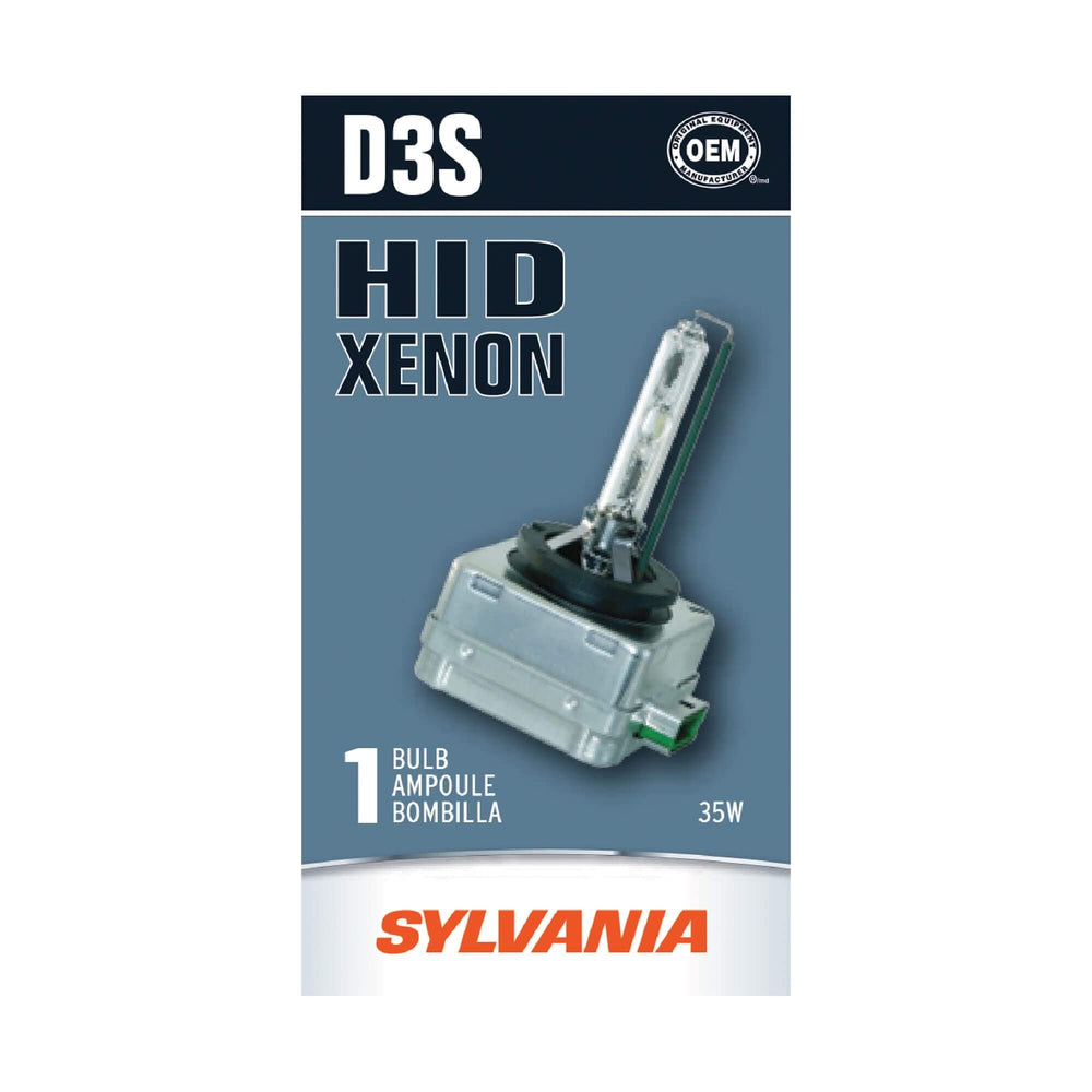 SYLVANIA D3S front view showing bulb shape and white light appearance