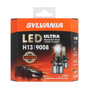 SYLVANIA H13 LED front view showing bright cool-white beam benefit