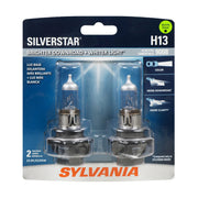 SYLVANIA H13 SilverStar bulbs front view showing matched pair and brighter appearance