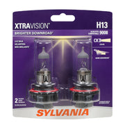SYLVANIA H13 front packaging showing product and sizing benefit