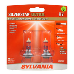SYLVANIA front pack view showing brand and two H7 bulbs for easy replacement