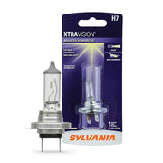 SYLVANIA H7 XtraVision front view showing bright filament and design benefit