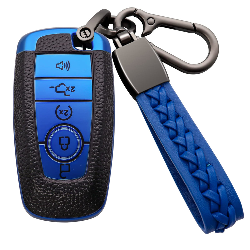 Syodiesn front view blue key cover protecting Ford key and improving grip