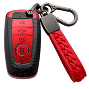 Syodiesn red front view protecting Ford key fob with easy button access