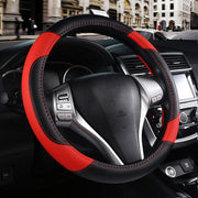szttswamp front view of black and red steering wheel cover shows sporty look and easy fit