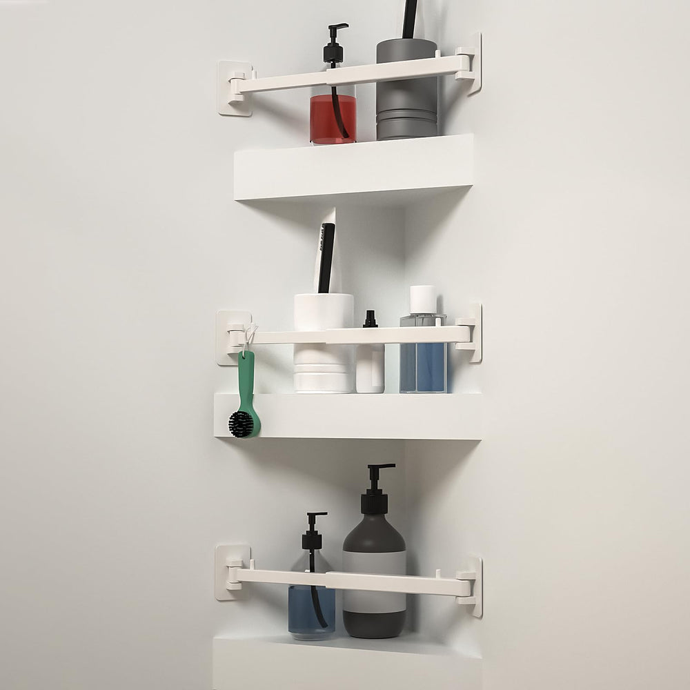 SZZSAF front view of white corner bar showing neat storage and space-saving benefit