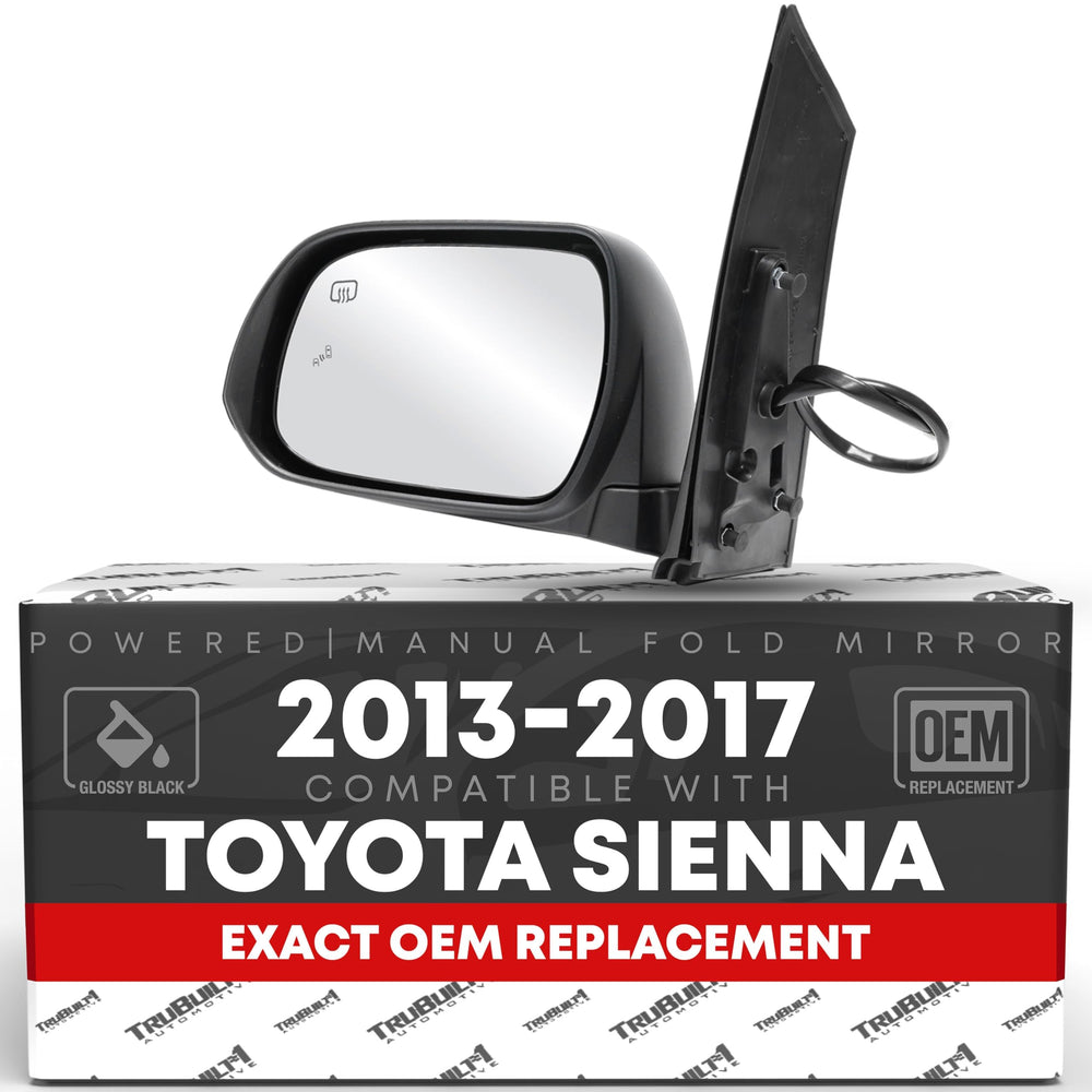 T1A driver-side mirror front view showing fit and OEM alignment for easy replacement