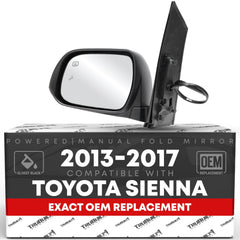 T1A driver-side mirror front view showing fit and OEM alignment for easy replacement
