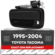 T1A front driver door handle front view showing smooth black finish and OEM fit