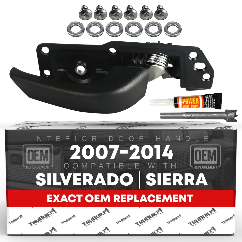 T1A front driver door handle packaging showing ready-to-install replacement benefit