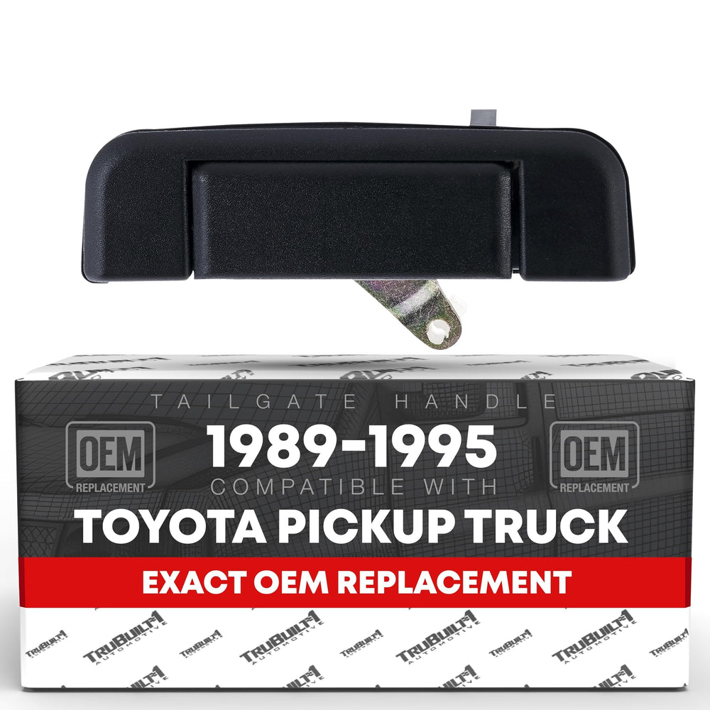 T1A tailgate handle front view showing smooth textured grip and OEM styling benefit