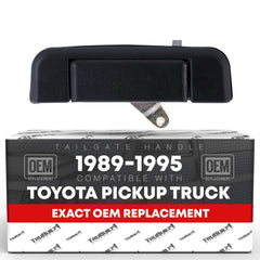 T1A tailgate handle front view showing smooth textured grip and OEM styling benefit