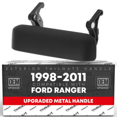 T1A tailgate handle front view showing textured black finish and OEM-fit