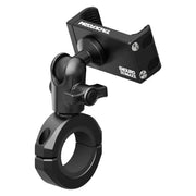 Tackform front-mounted phone on handlebar showing stable road view